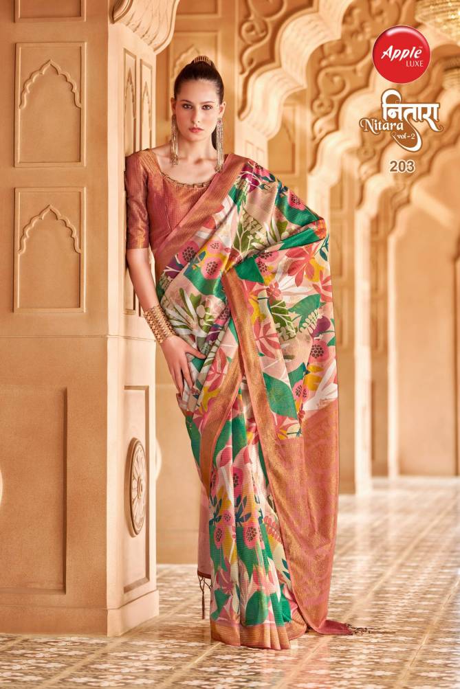 Nitara By Apple Cotton Blend Printed Designer Sarees Wholesale Market In Surat